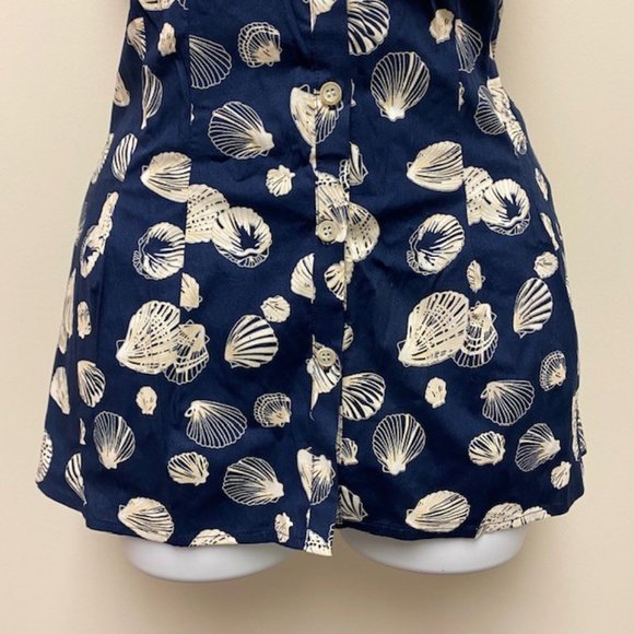 Anthropologie Navy Shell Print Tank Top - Picture 3 of 10